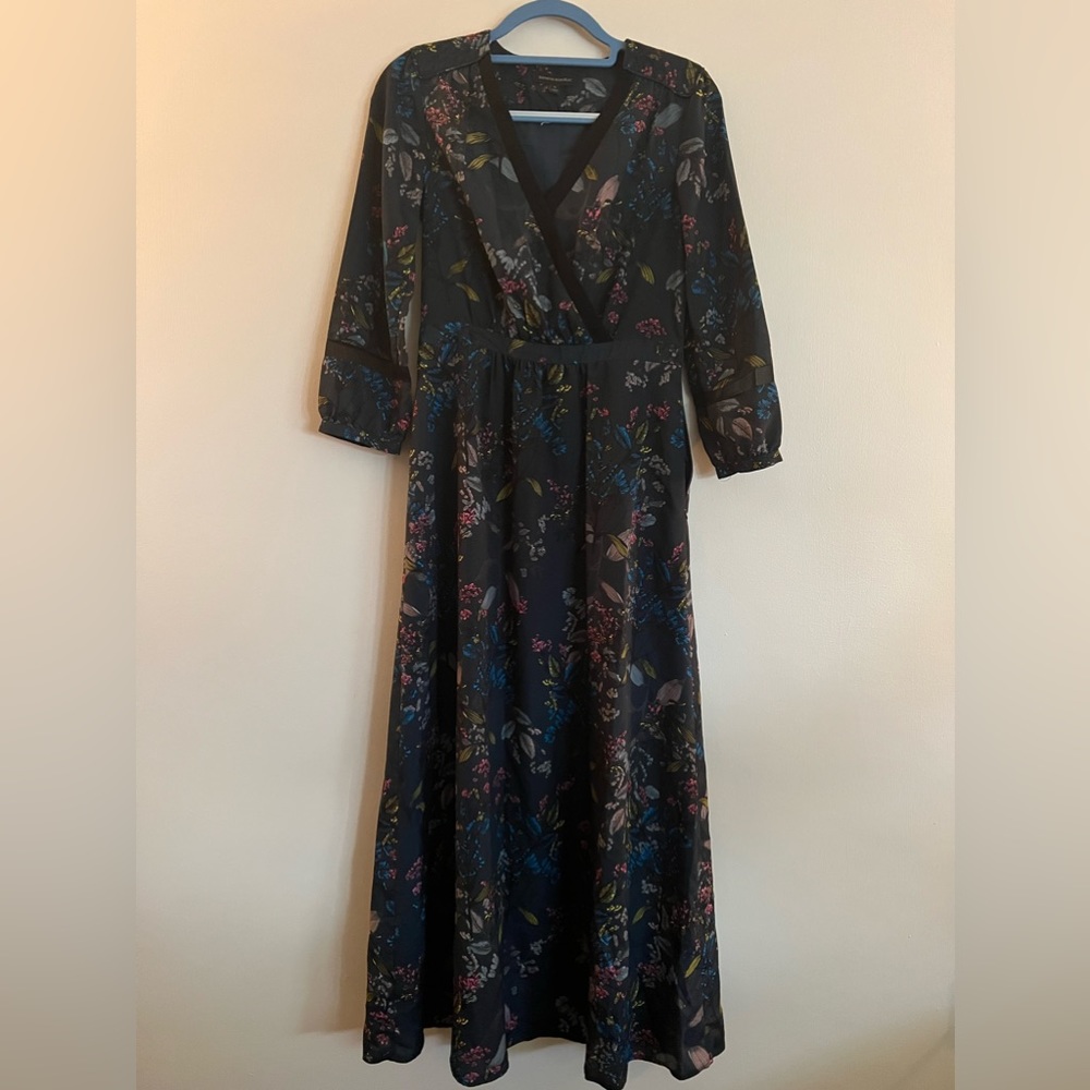 Banana Republic Green/Blue Floral Garden Maxi Dress